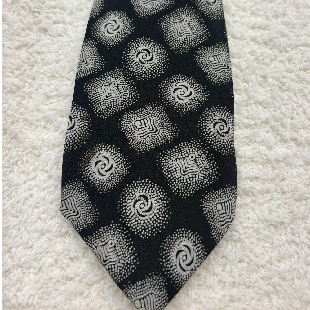 Je Suis Necktie Tie Mens Black Good Geometric Silk Abstract Made in USA